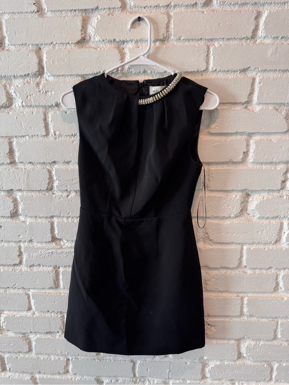 Milly Black Mini Dress with Beaded Collar